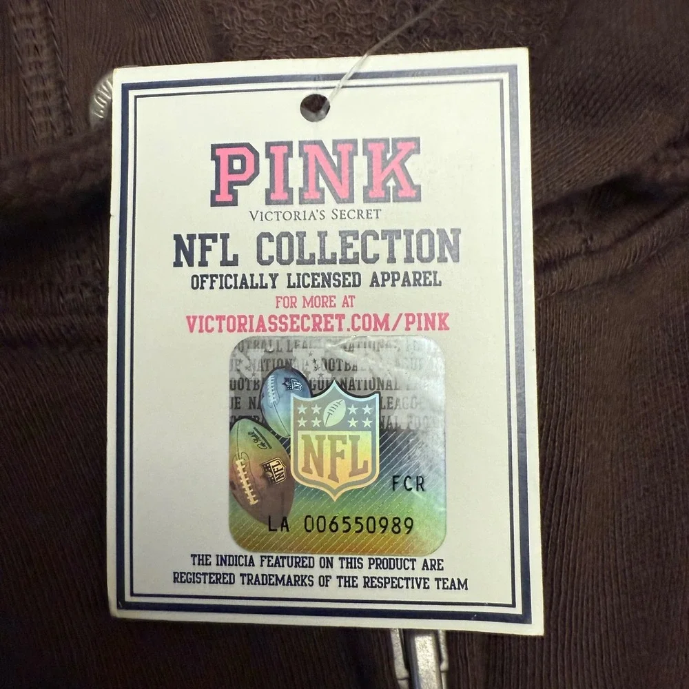 PINK Victoria's Secret NFL Cleveland Browns Zip Hoodie Womens S Brown Football‎ - Picture 3 of 10